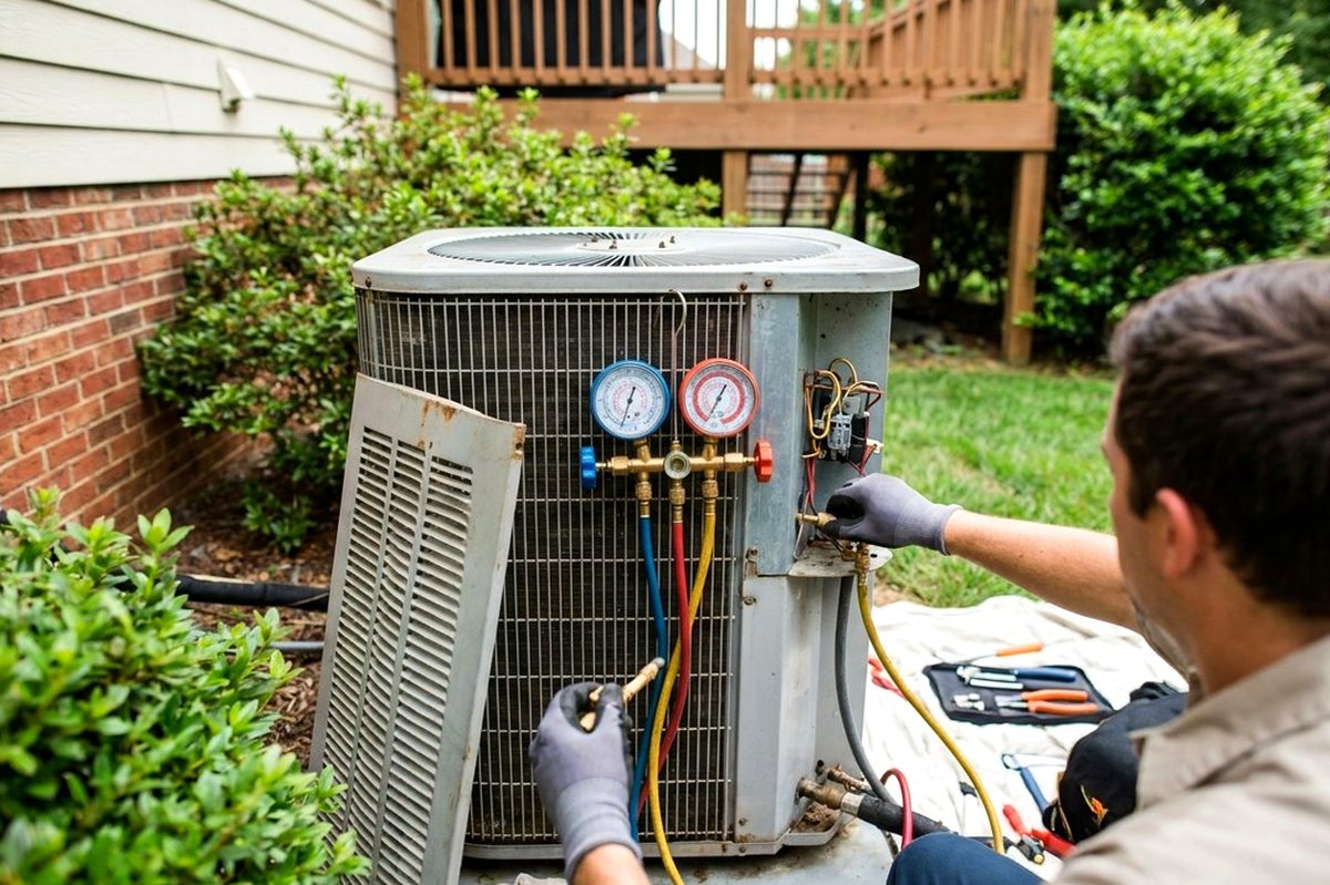 AC Repair technician at work