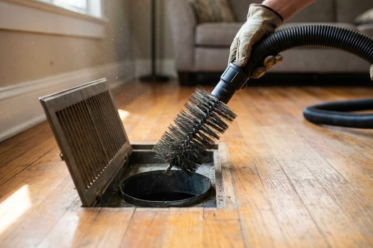 Duct Cleaning technician at work